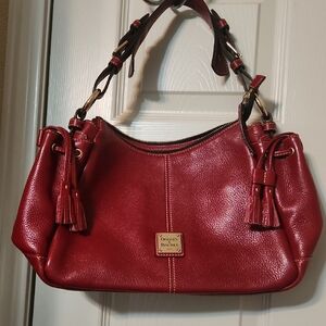 Dooney & Bourke Red Aqua Shoulder Bag with Gold Accents
